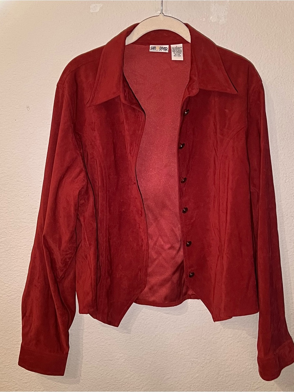 Vintage Style Red Button-Front Jacket